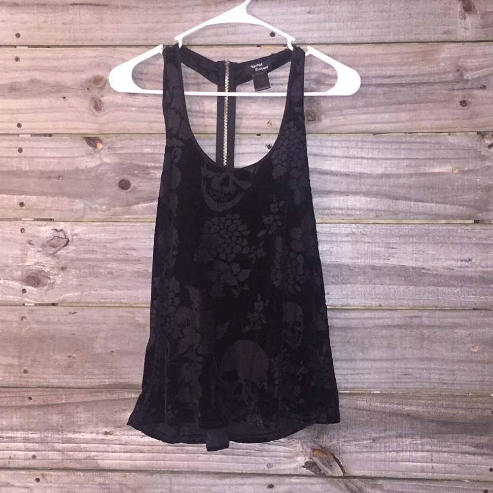 Zipper Razor back Velvet Skull Tank